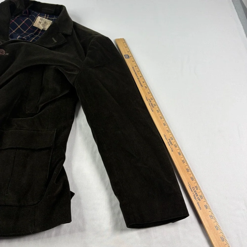 Brooks Brothers Corduroy Blazer Mens XL Green Jacket Plaid Lined Elbow Patch